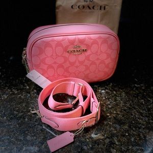 NWT Coach Jamie Camera Bag Crossbody Shoulder Pink Blocked Signature Canvas